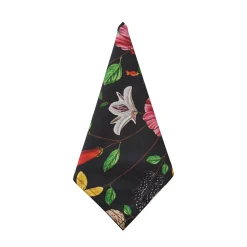 Black Flat Flower Napkins (4)