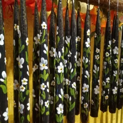 Black Floral Painted Tapers (2)