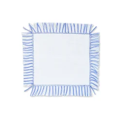 Blue & White Fringe Cocktail Napkins (4)