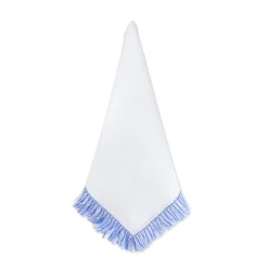 Blue & White Fringe Dinner Napkins (4)