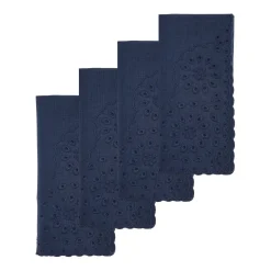 Blue Eyelet Dinner Napkins (4)