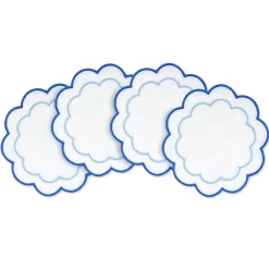 Blue Scalloped Cocktail Napkins (4)