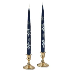 Blue Snowflake Painted Tapers (2)