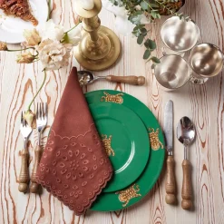 Brown Eyelet Dinner Napkins (4)