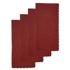 Burgundy Eyelet Dinner Napkins (4)