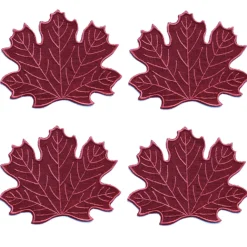 Burgundy Leaf Cocktail Napkins (4)