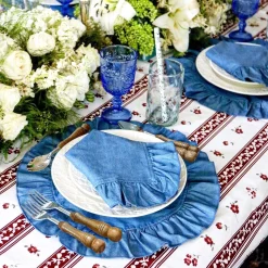 Denim Napkins With Ruffled Edge (4)