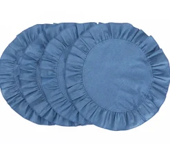 Denim Placemats With Ruffled Edge (4)