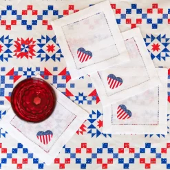 Flag Heart Cocktail Napkins (4)