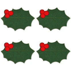 Green Holly Leaf Cocktail Napkins (4)