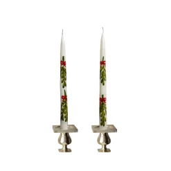 Painted Mistletoe Tapers (2)