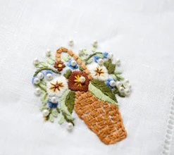 Pearl Flower Basket Dinner Napkins (4)