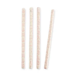 Pink & White Ceramic Straws (4)