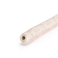 Pink & White Ceramic Straws (4)
