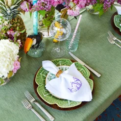 Pink & White Ceramic Straws (4)