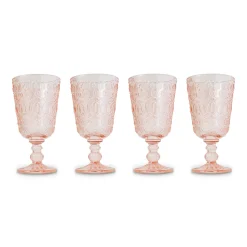 Pink Embossed Stem Glasses (4)