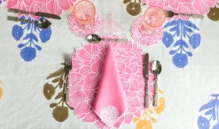 Pink Hydrangea Linen Dinner Napkins (4)