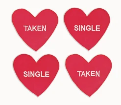 Single/ Taken Heart Cocktail Napkins (4)