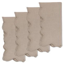 Squiggly Beige Dinner Napkins (4)