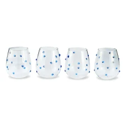Stemless Blue Dot Glasses (4)