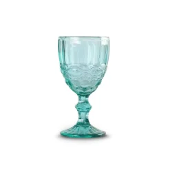 Teal Embossed Stem Glasses (4)