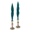 Teal Feather Candles (2)