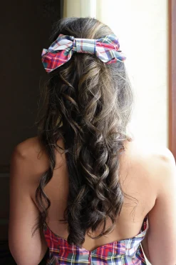 White Plaid Barrette