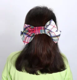 White Plaid Barrette