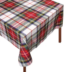 White Plaid Tablecloth